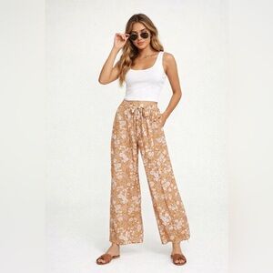 Faithfull the Brand Brown Floral Tiki‎ Tiki Pants Sz.6